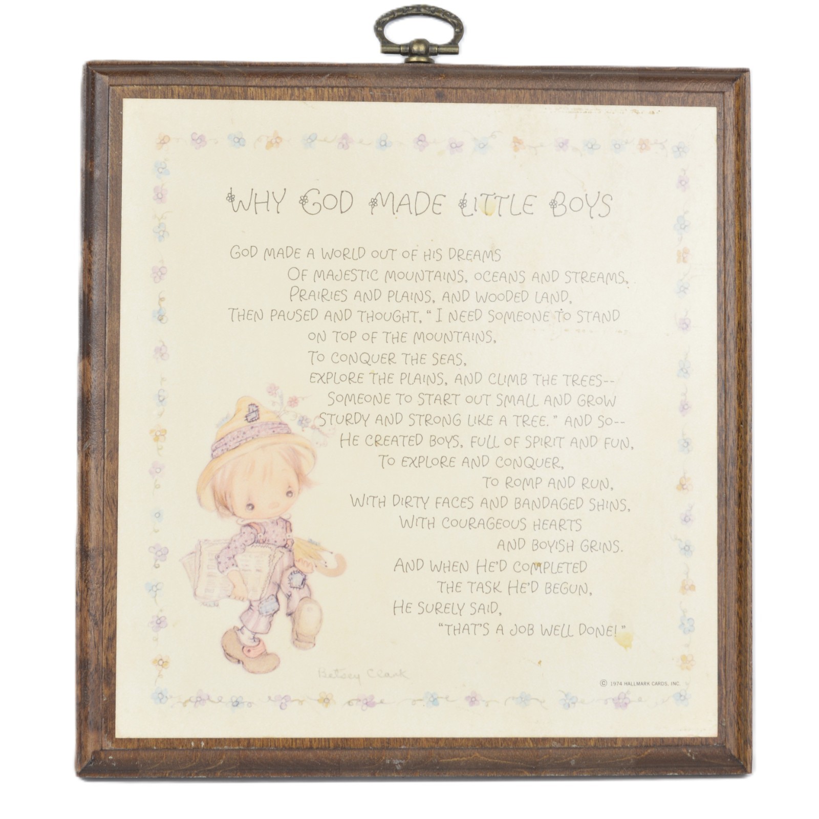 Vintage 70s Betsey Clark Hallmark Wood Plaque Why God Made Little Boys Nursery Vintage 70s Betsey Clark Hallmark Wood Plaque Why God Made Little Boys Nursery