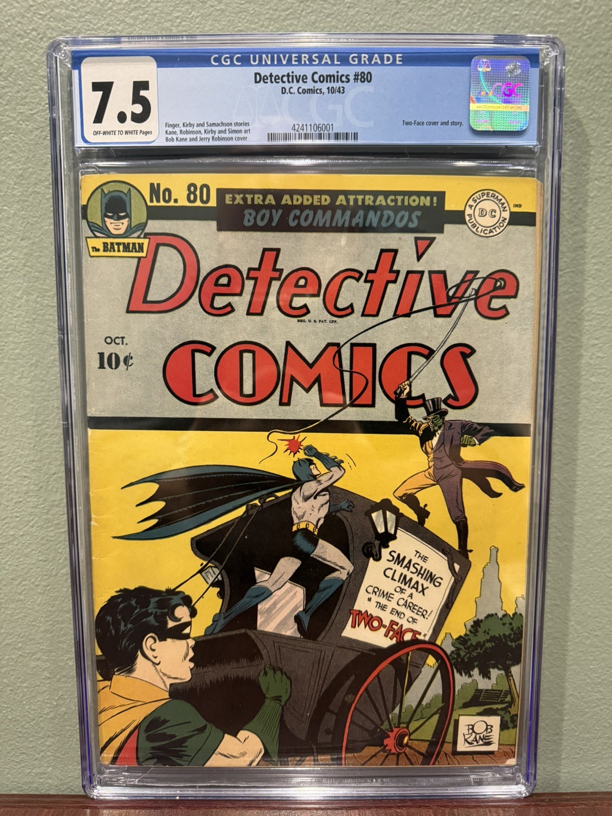 Detective Comics #80 (DC Comics October 1943) - CGC 7.5 - 3rd app Two-Face