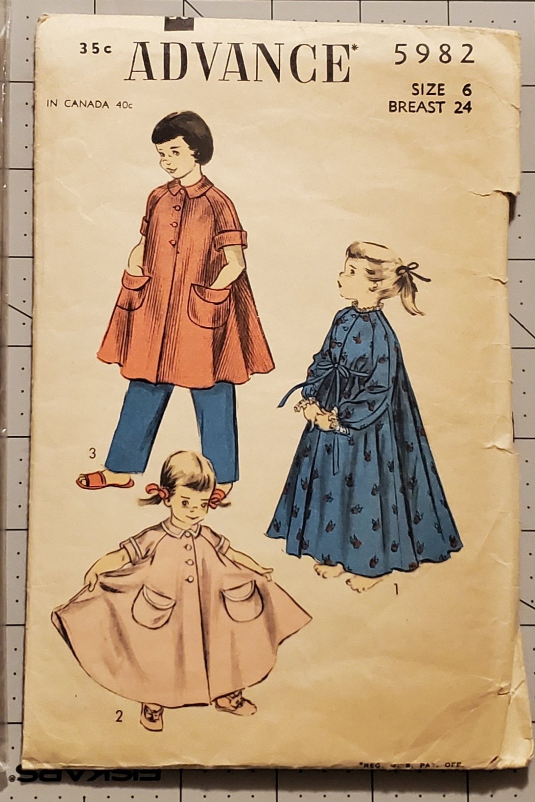 Vintage 1940s Advance Children's Sewing Pattern Size 6 Robe Never Used