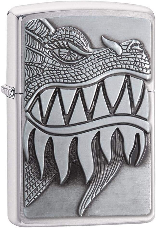 Zippo Fire Breathing Dragon Brushed Chrome 28969 Zippo Fire Breathing Dragon Brushed Chrome 28969