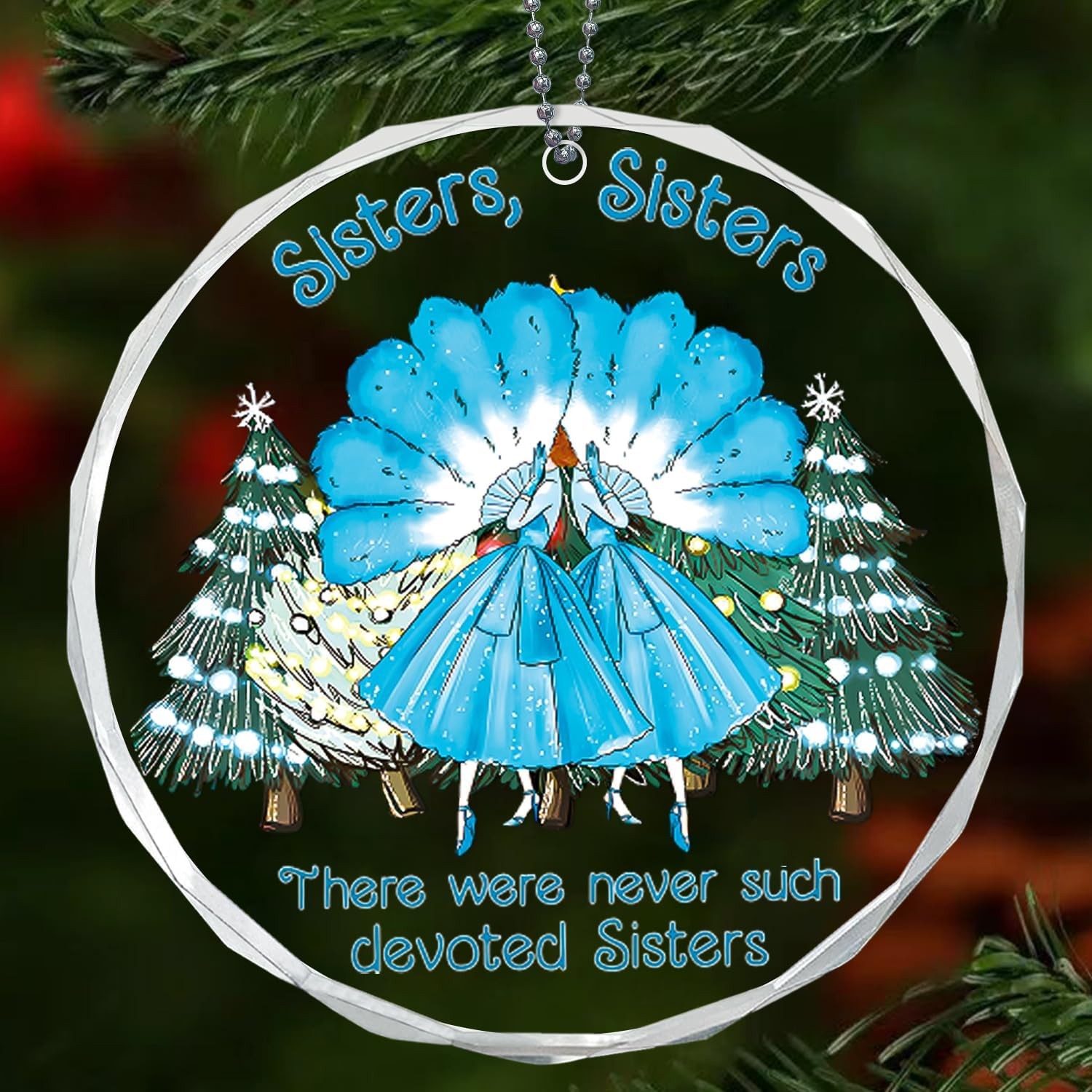 Sister Ornament, White Christmas Sisters Ornaments for Best Friend 