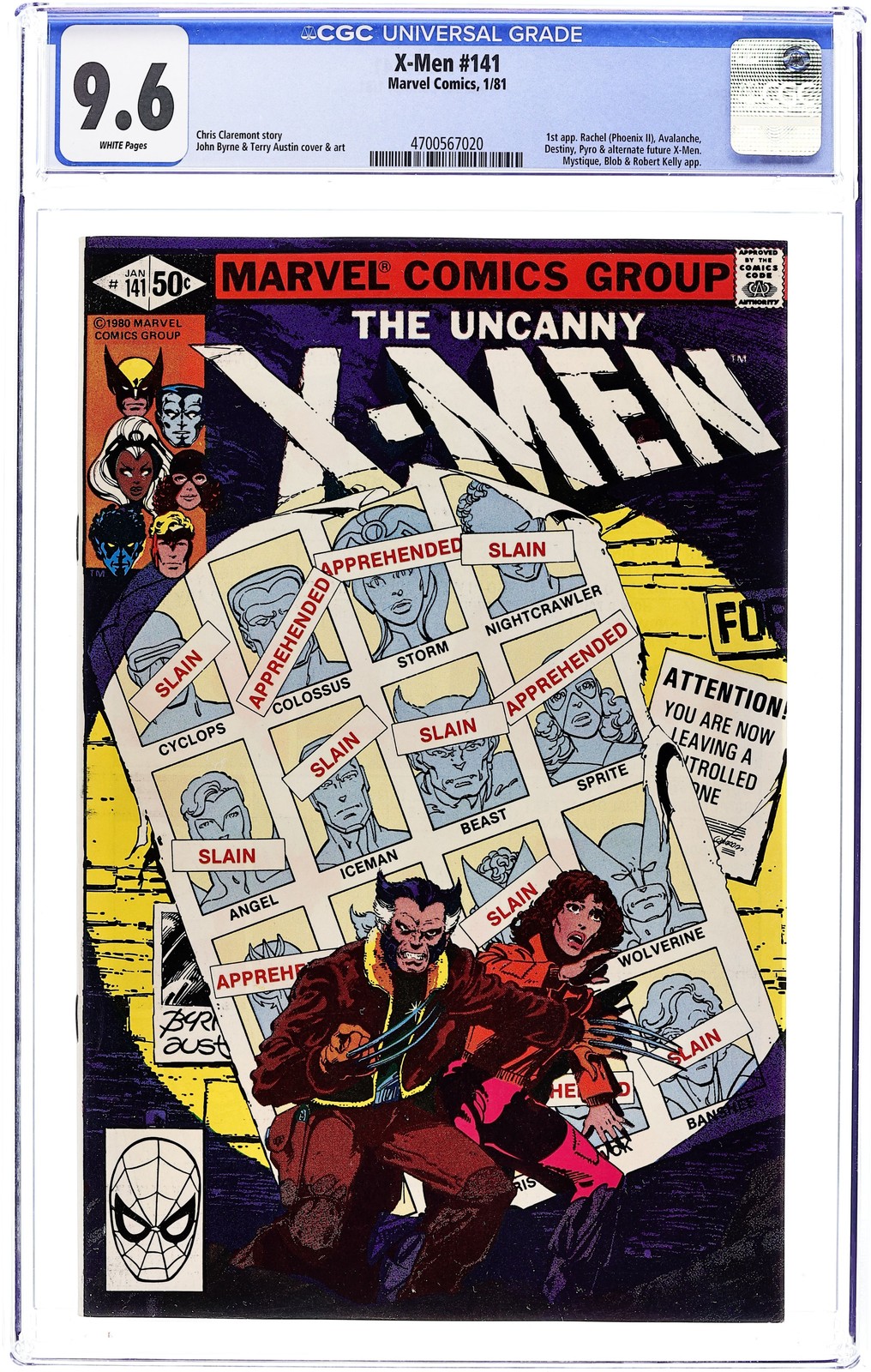 Uncanny X-Men #141D Direct Variant CGC 9.6 1981 4700567020 1st Rachel Summers