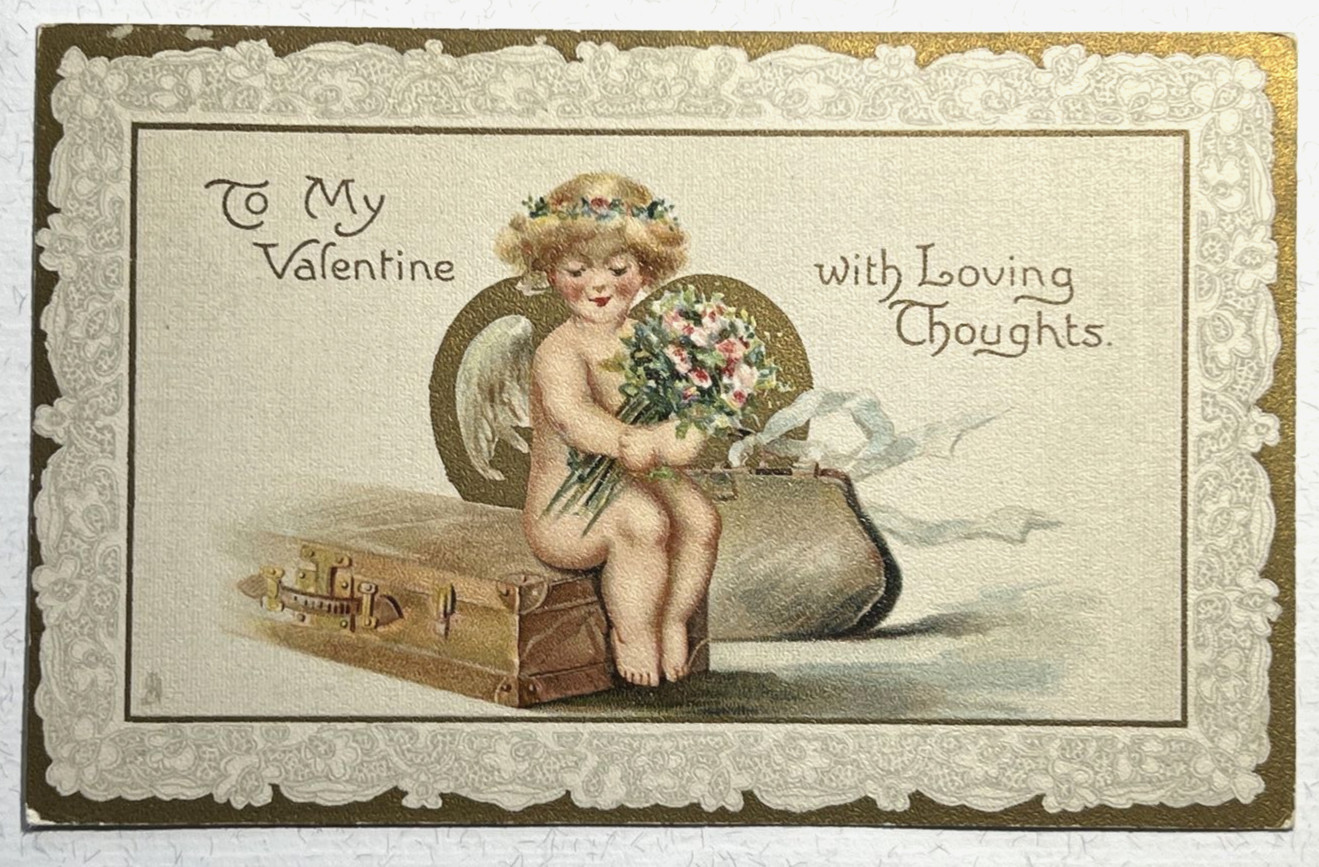Vintage Raphael Tuck & Sons “To My Valentine with Loving Thoughts” Postcard 1909