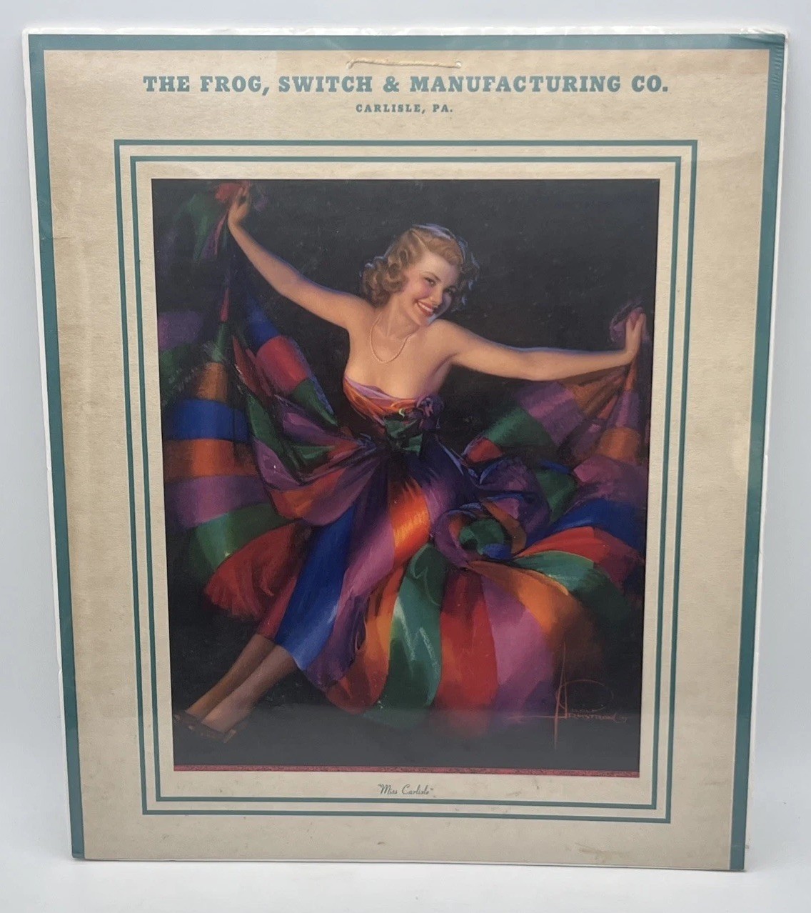 1953 Rolf Armstrong Pin Up Print Miss Carlisle Frog Switch PA with Cord