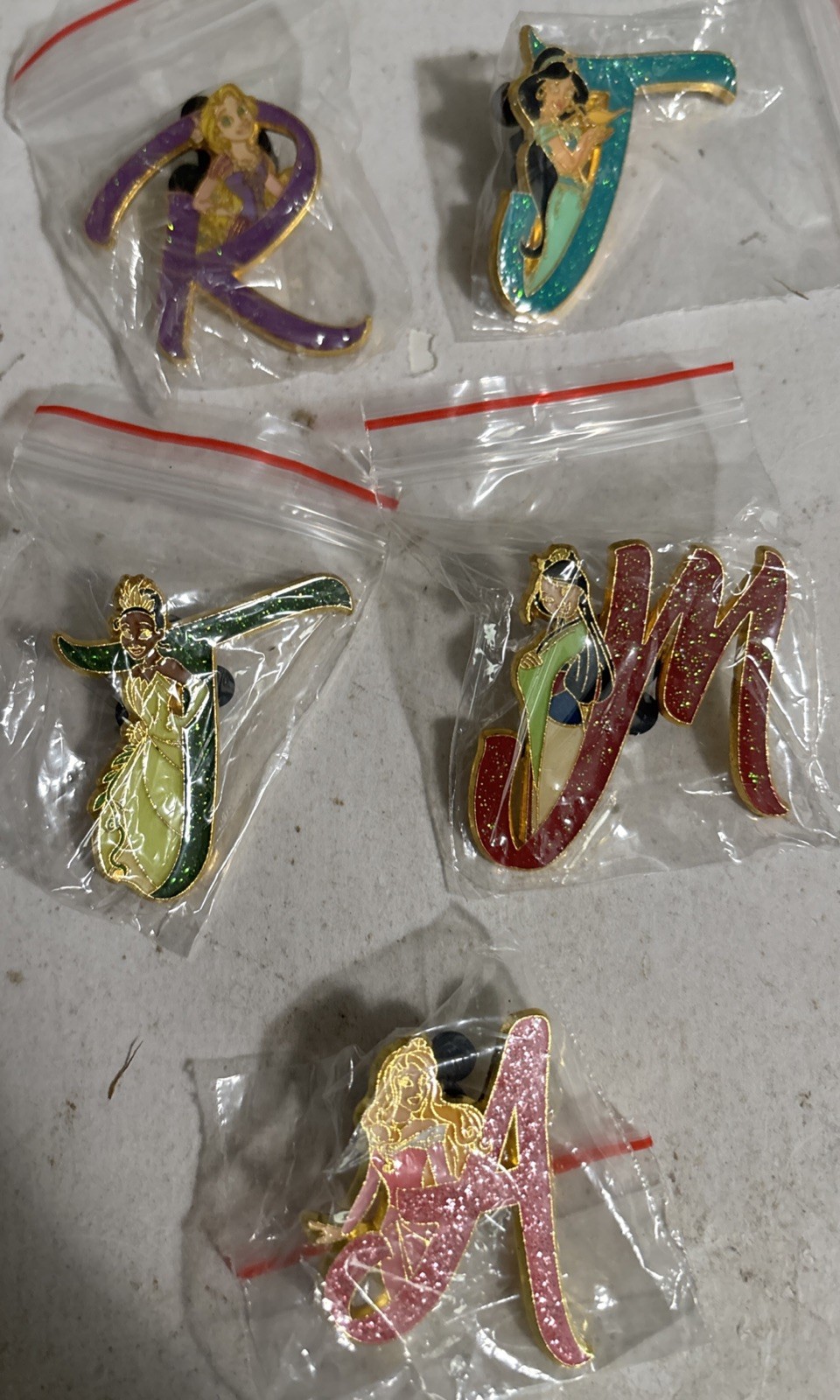 Disney  PRINCESS Jasmine  Tiana Mulan Aurora Rapunzel  Letters