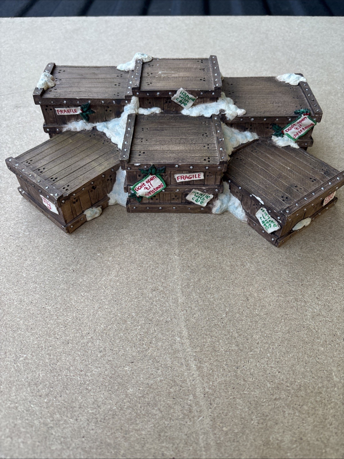 Santa's DEERlivery Display Base Stand Crates Snow 90s Enesco Vintage Christmas