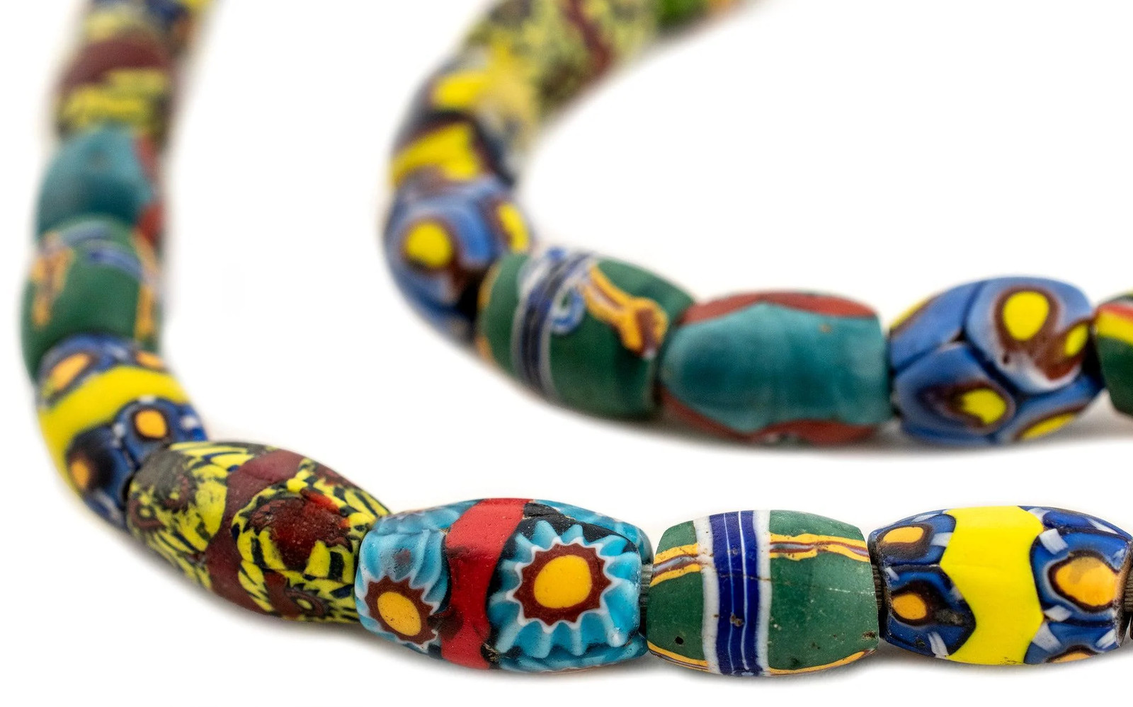 Oval Antique Venetian African Millefiori Trade Beads #15809 10mm Ivory Coast