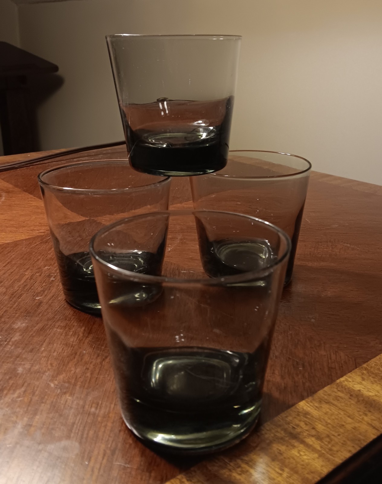Smoke Grey MCM Low Ball Cocktail Glasses Grey. Set of 4. 1970s
