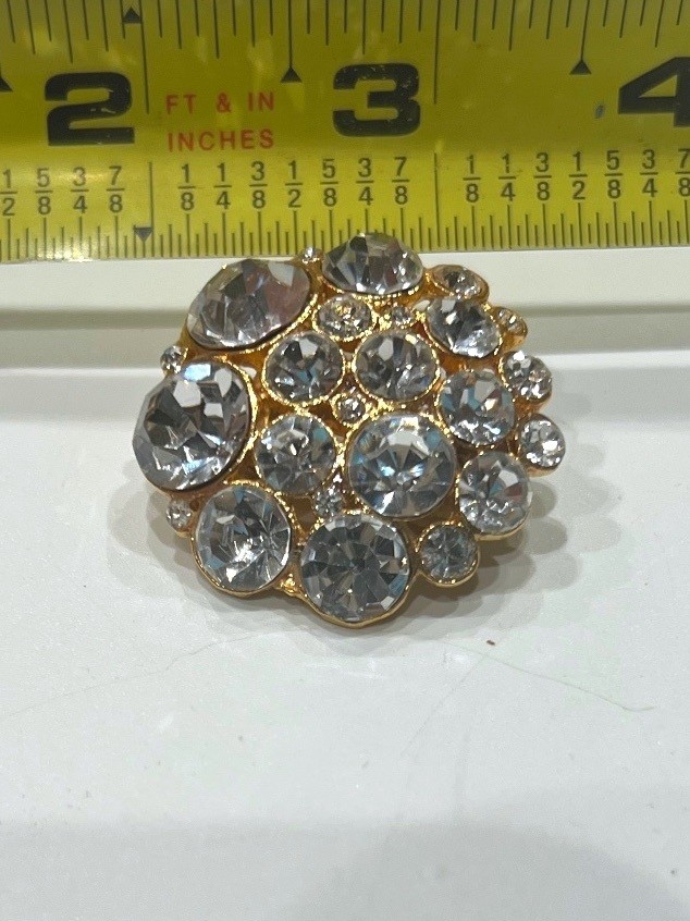 Vintage Gold Tone Clip-On Earrings with Clear Rhinestones Cluster