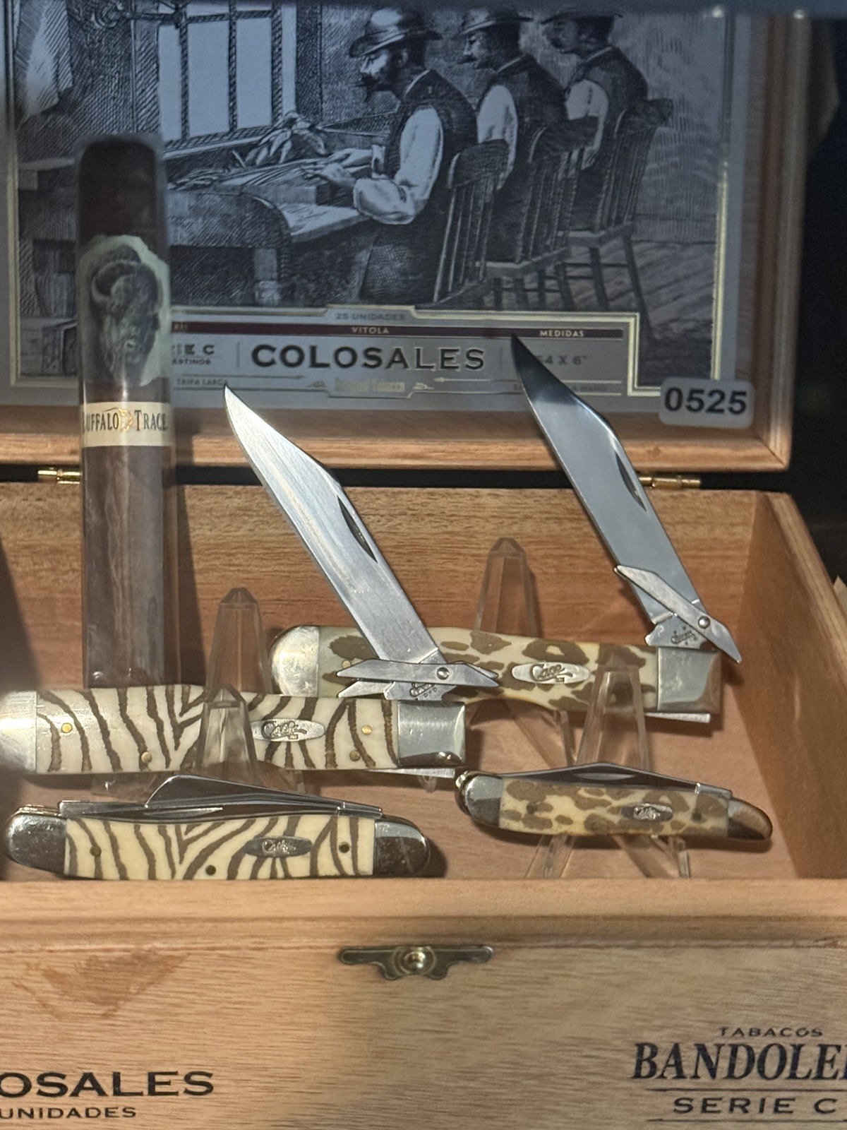 RARE CASE XX Zebra and Leopard Bone Full Size Cheetah COMBO Stockman Peanut