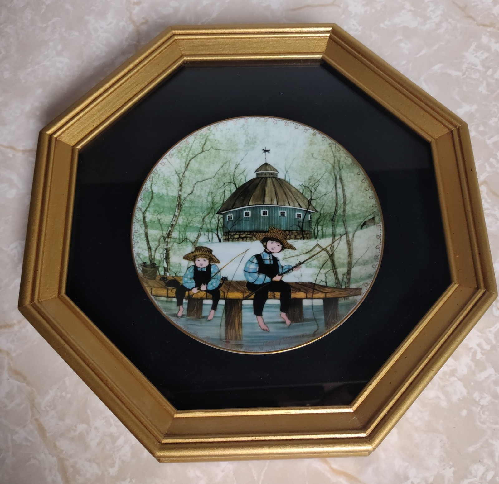Anna Perenna The Four Seasons Quartet Plate Summer Framed 558 by P Buckley Moss
