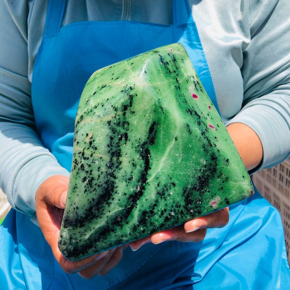 9.74 LB Natural Red & green treasure Ruby Crystal Mineral Specimen Heals 5006