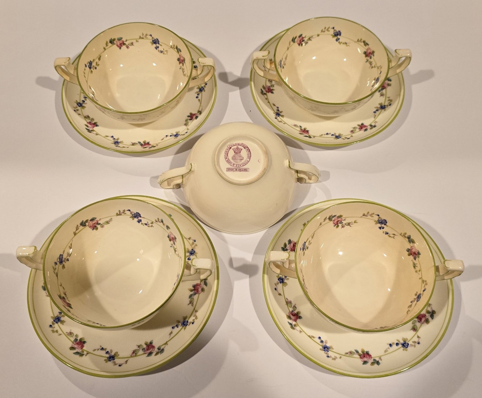 VTG Mintons Staffordshire Tea Cup & Saucer Lot (5 Cups 4 Saucers) VG Cond Used