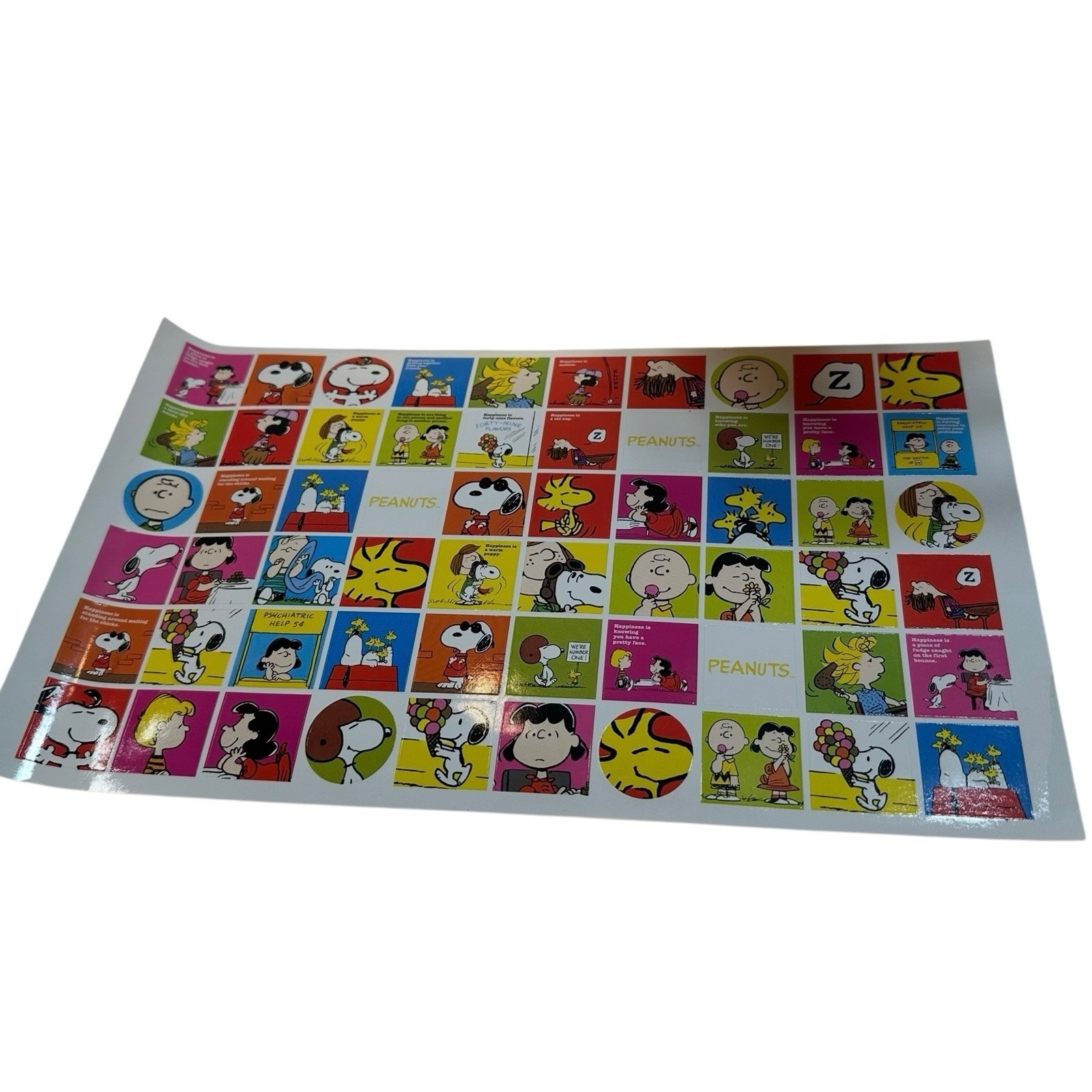 Peanuts Happiness Is 60 Sticker Sheet Vintage Snoopy Lucy Charlie Brown Woodstoc