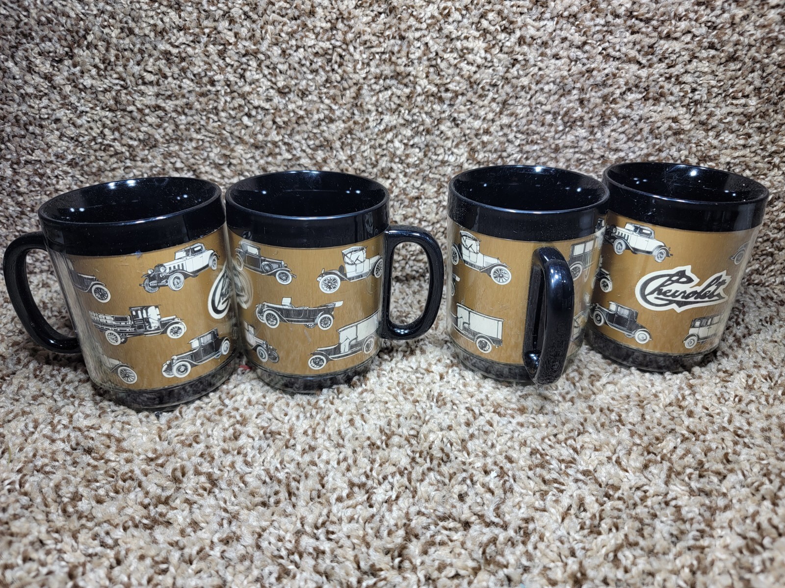 SET of 4 - VINTAGE THERMO-SERV CHEVROLET INSULATED MUG 1950’S-1970’S