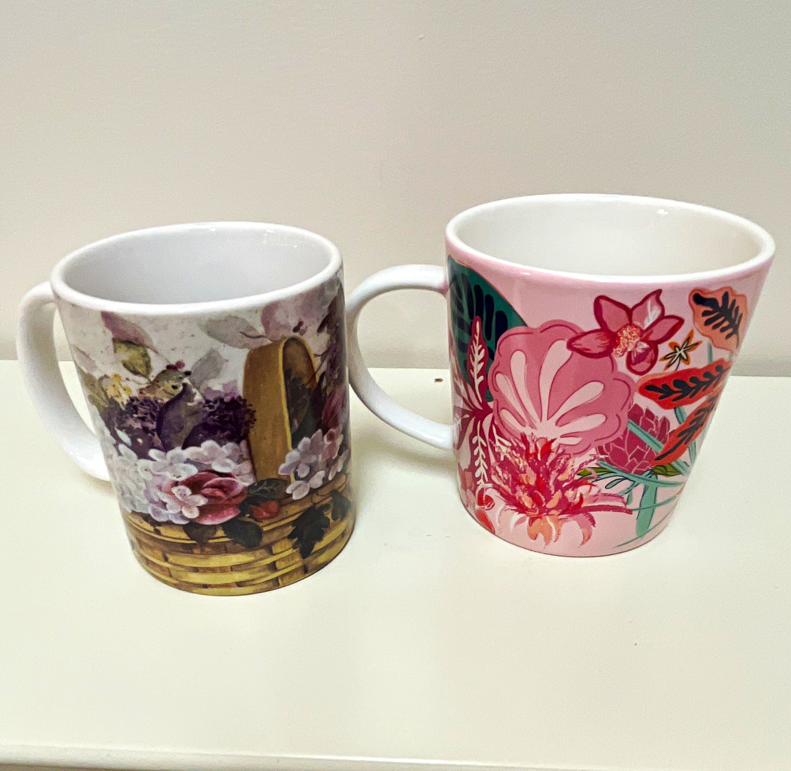 Vera Bradley Floral & Art Richter Swan Song Ceramic Mugs Set of 2 (2000)