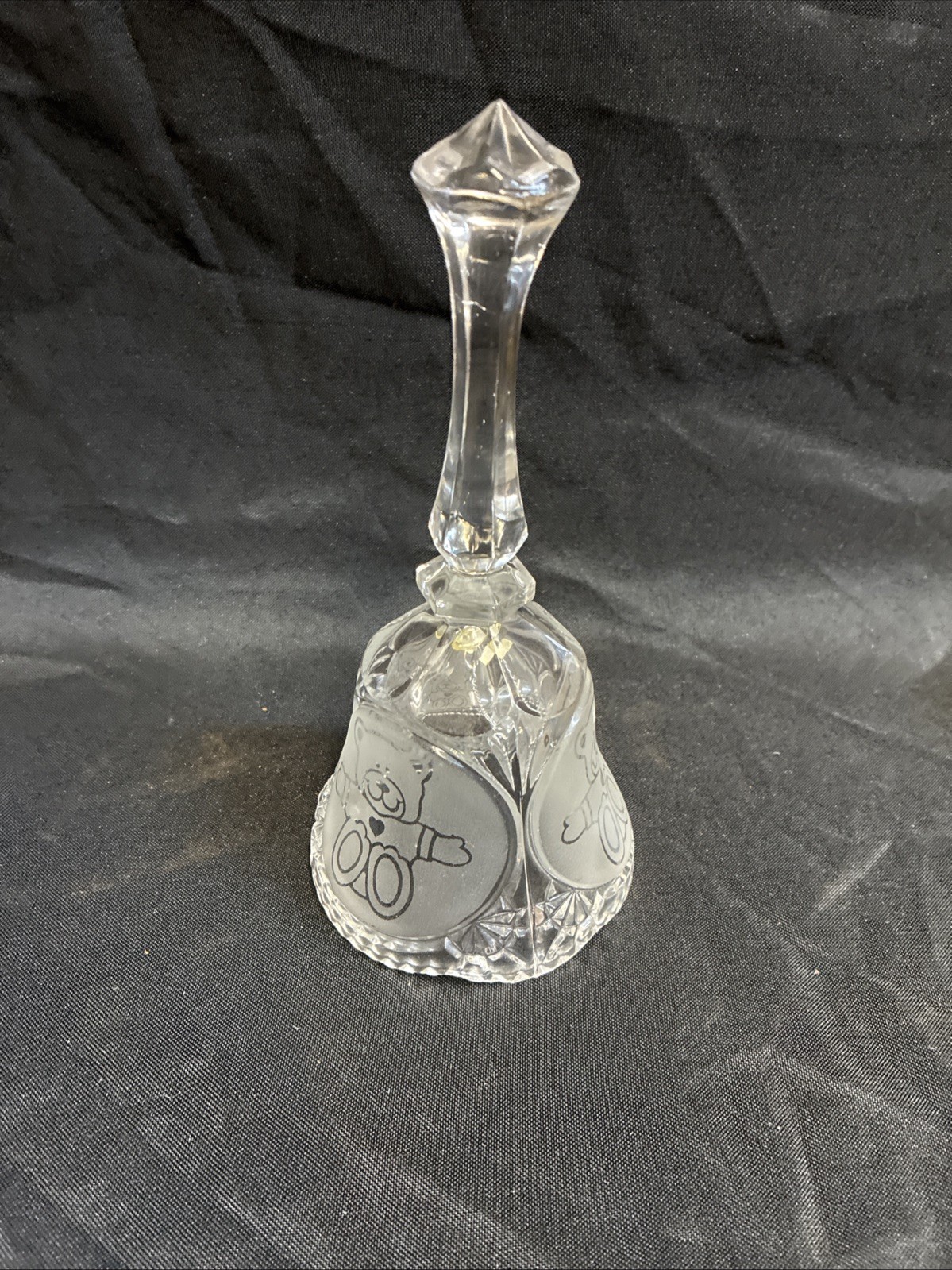 Teddy Bear Crystal Bell Etched 8