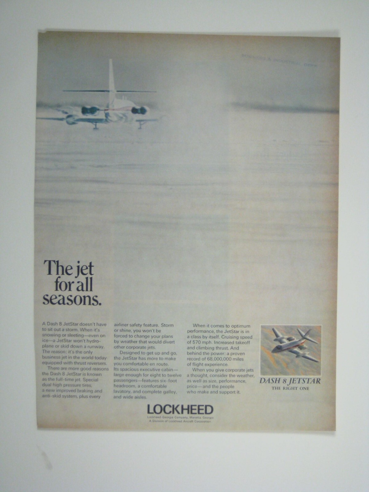 Lockheed Dash 8 JetStar Vintage Aviation Advertisement Print AD 1967