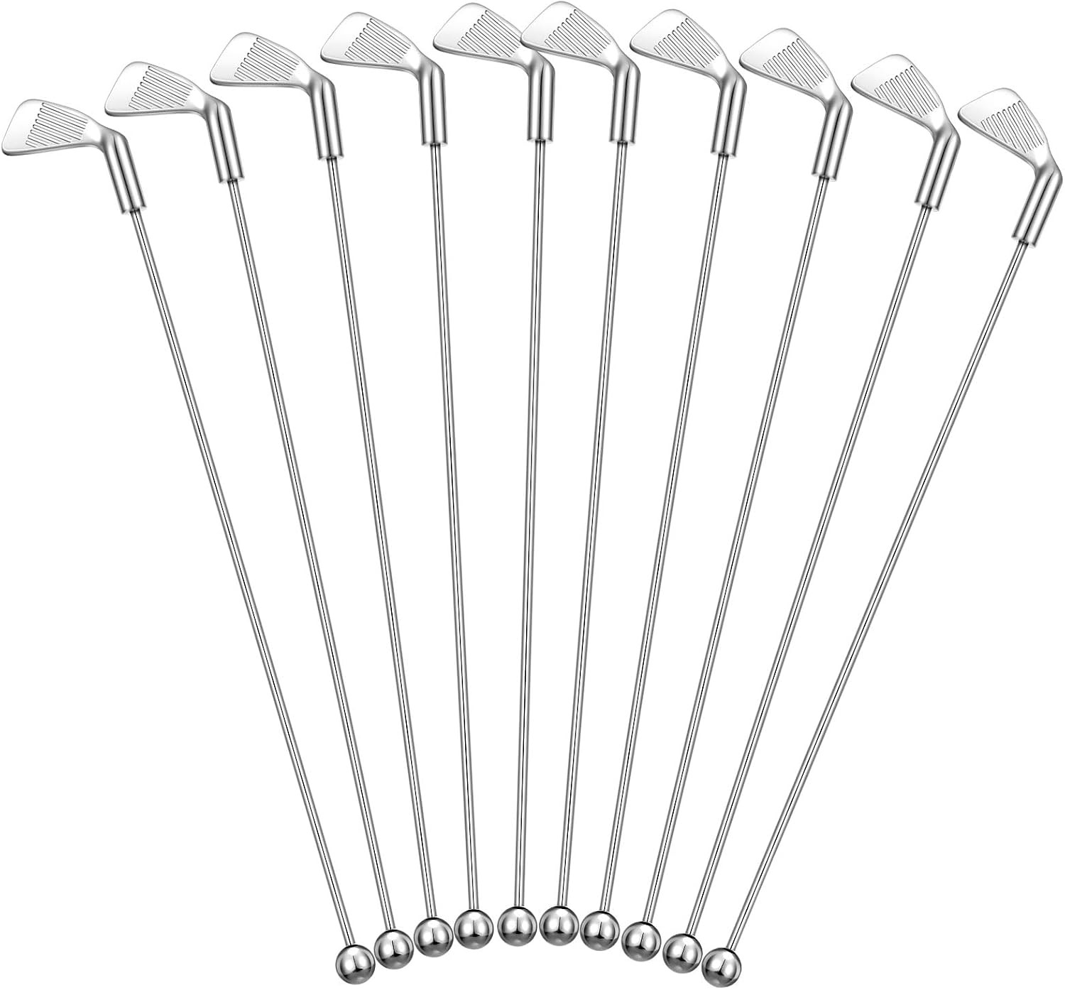 10 Pcs Metal Golf Cocktail Stirrers Reusable Swizzle Sticks 7.87 Inch Drink