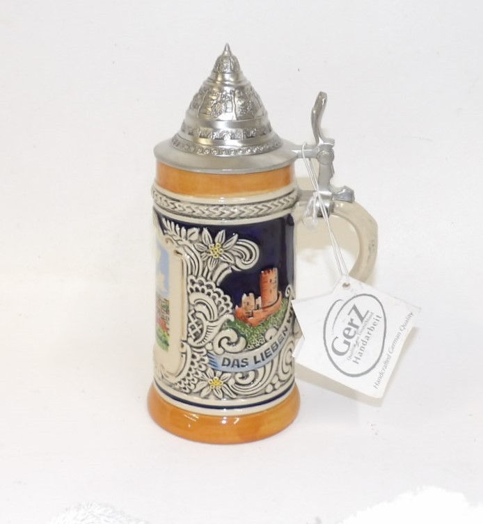 Gertz German Lidded Beer Stein - Das Lieben Wir - New with Tag