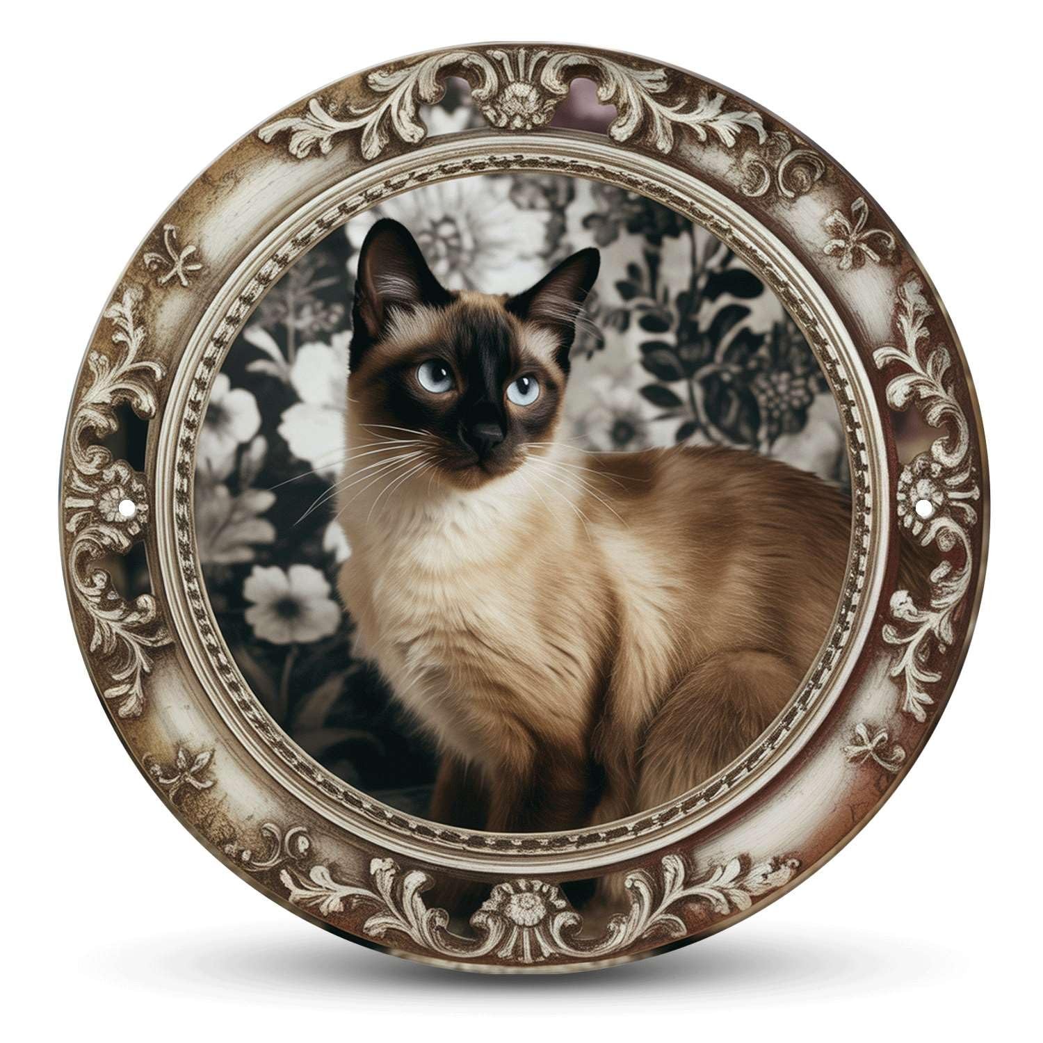 Siamese Cat Vintage Framed Cat Print Tin Metal Signs Home Décor 8x8 Siamese Cat Vintage Framed Cat Print Tin Metal Signs Home Décor 8x8