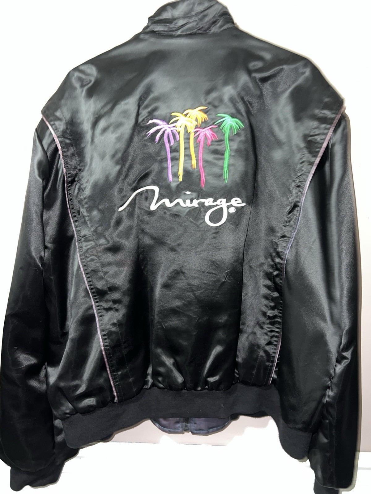 VINTAGE REVERSIBLE MIRAGE & TREASURE ISLAND SATIN CASINO TOUR JACKET XXL