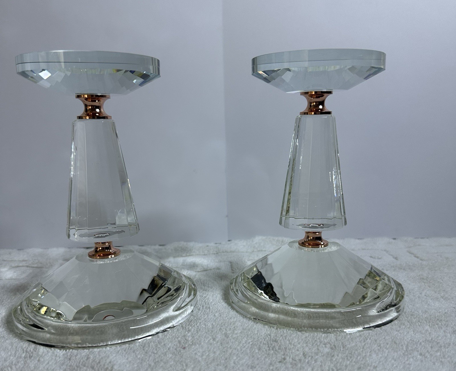 Pair of Swarovski Crystal Neo-Classic Candle Holders Medium 151740 Retired
