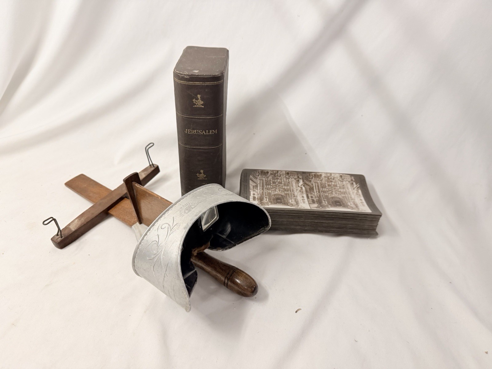 Old Vtg Underwood & Underwood SUN SCULPTURE Stereoscope Viewer W/Isreal Slides