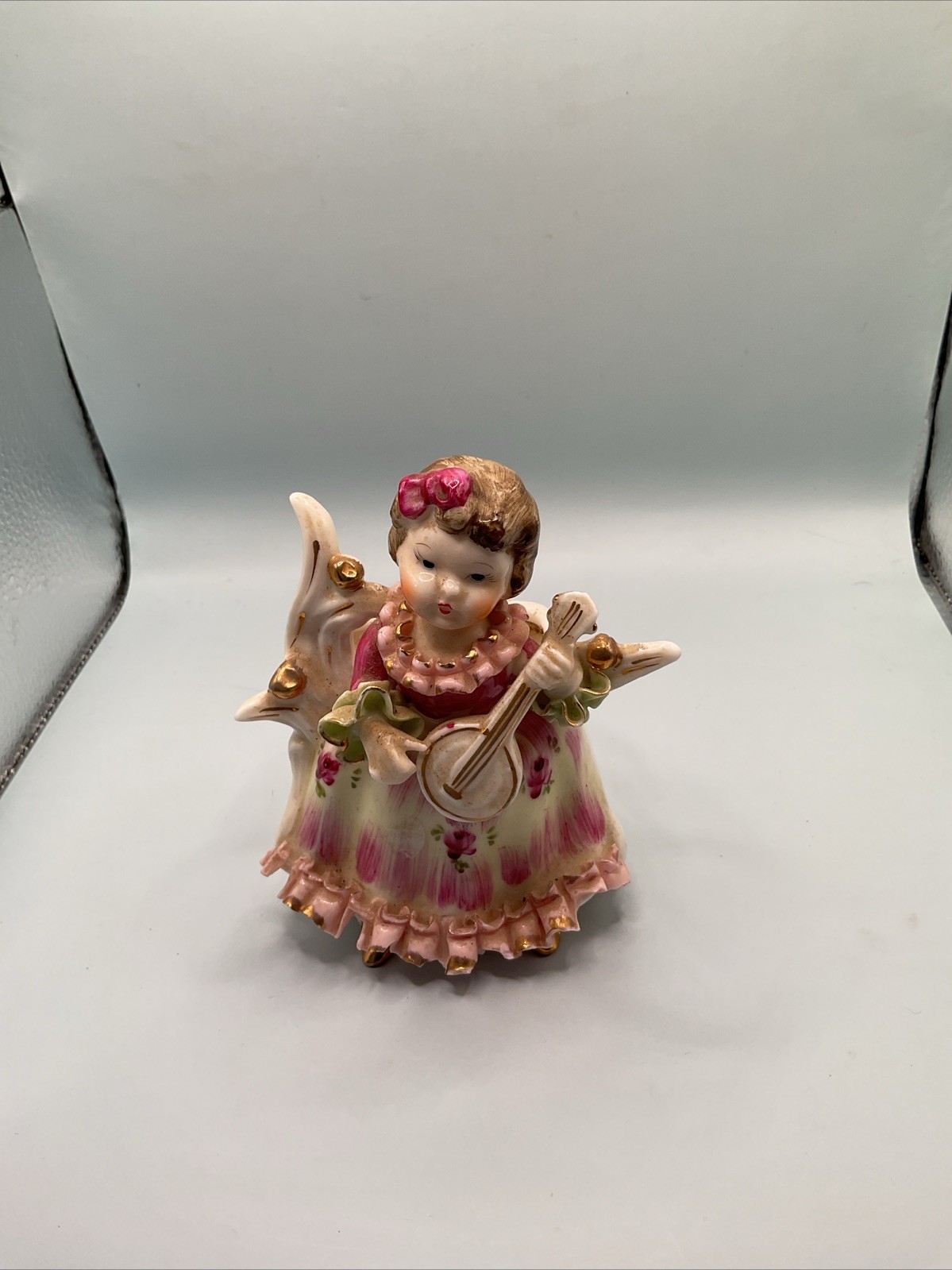 Vintage Thames Planter Girl with Dress Purple Flowers Painted 3647 RARE 
