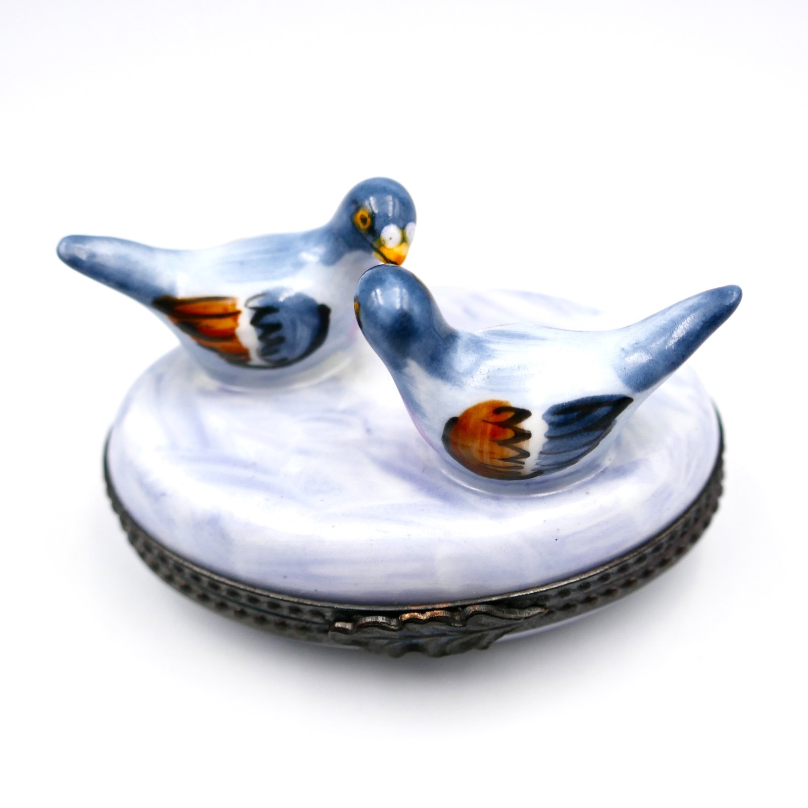 Limoges Love Birds Turtle Doves Trinket Box 2-3/8
