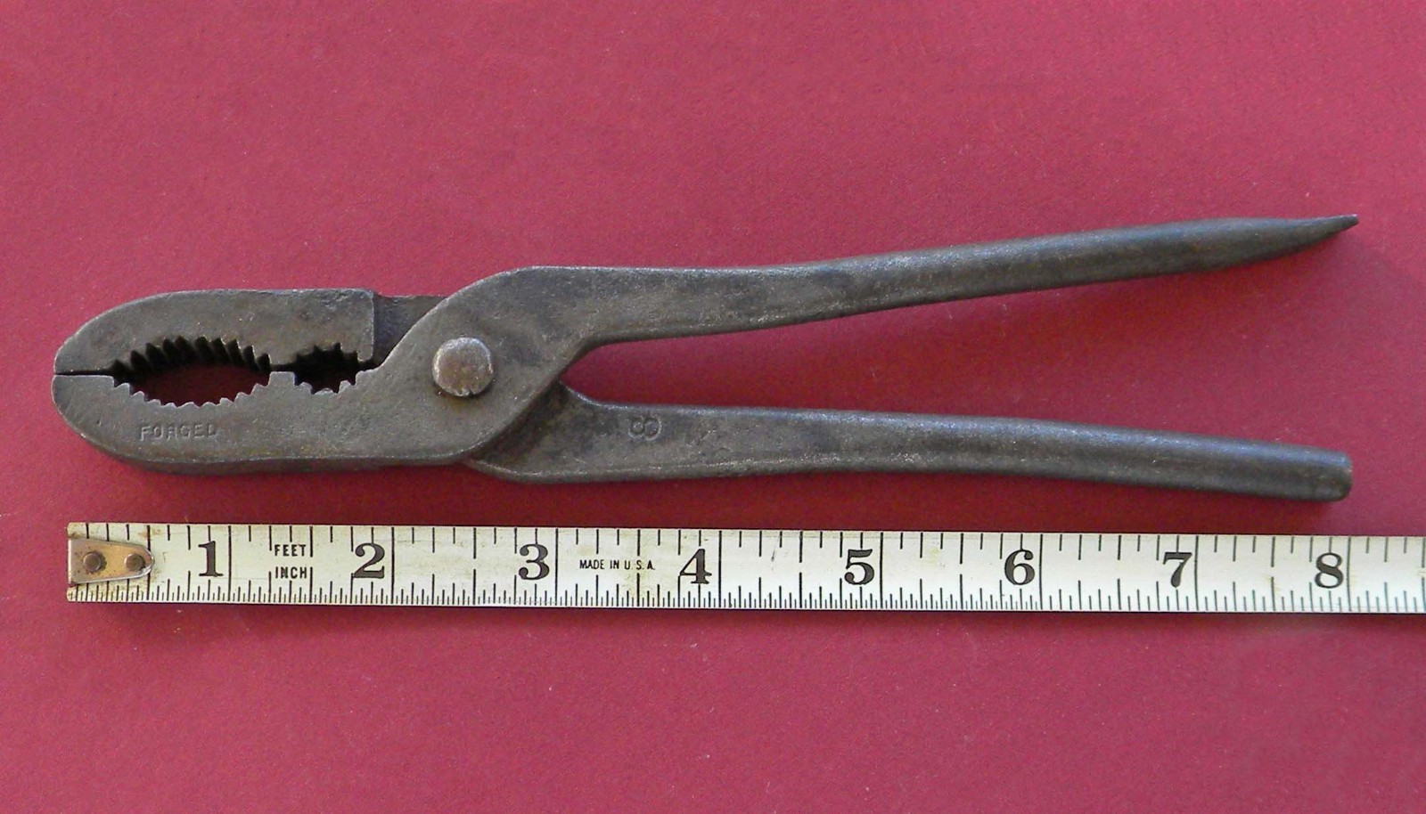 Vtg No.8 FORGED Cast Steel Gas Burner Pilot Pliers, Screwdriver Combo-Newark, NJ