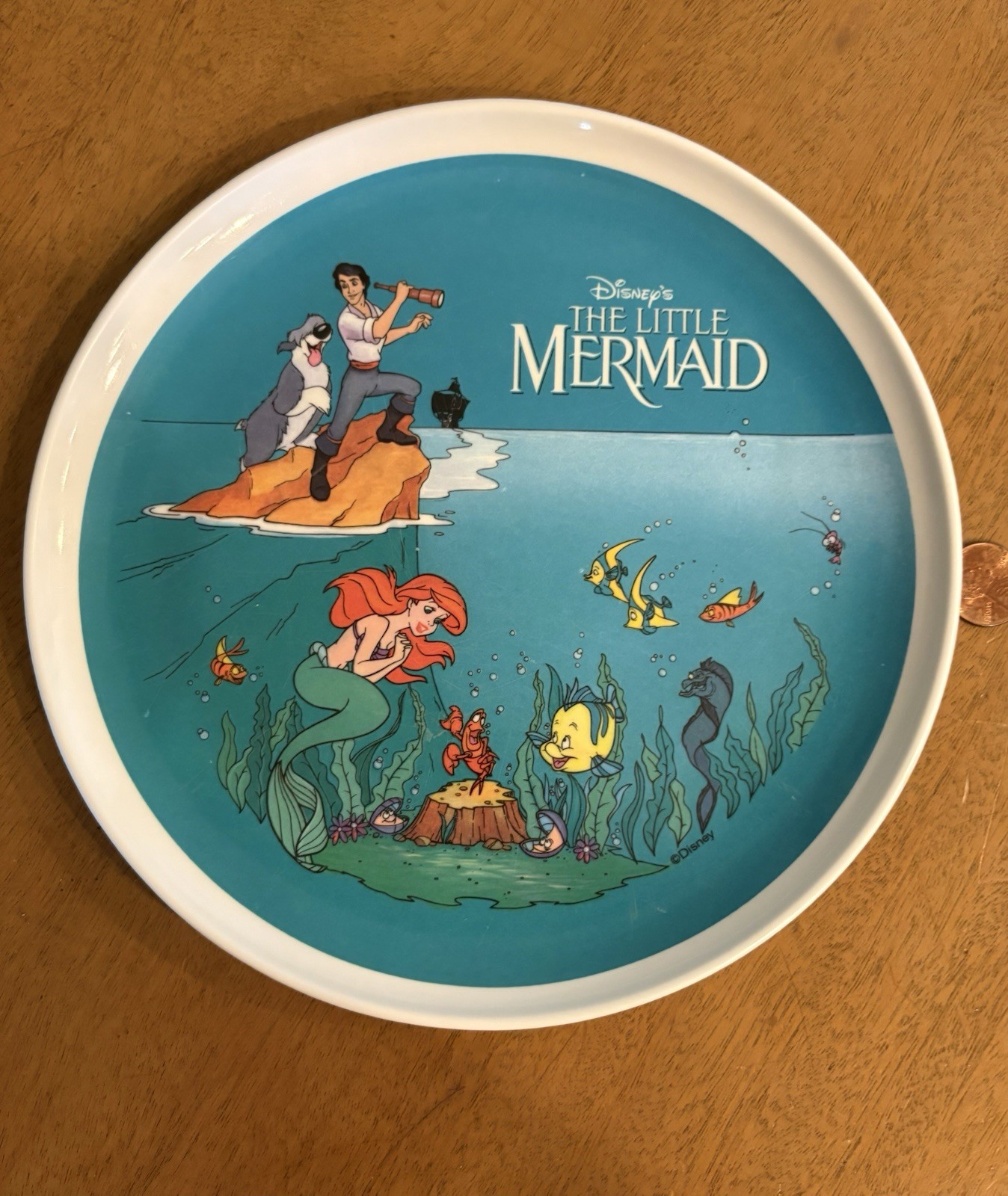 Vintage Disney The Little Mermaid Melamine Children’s Plate Zak Designs 1990's
