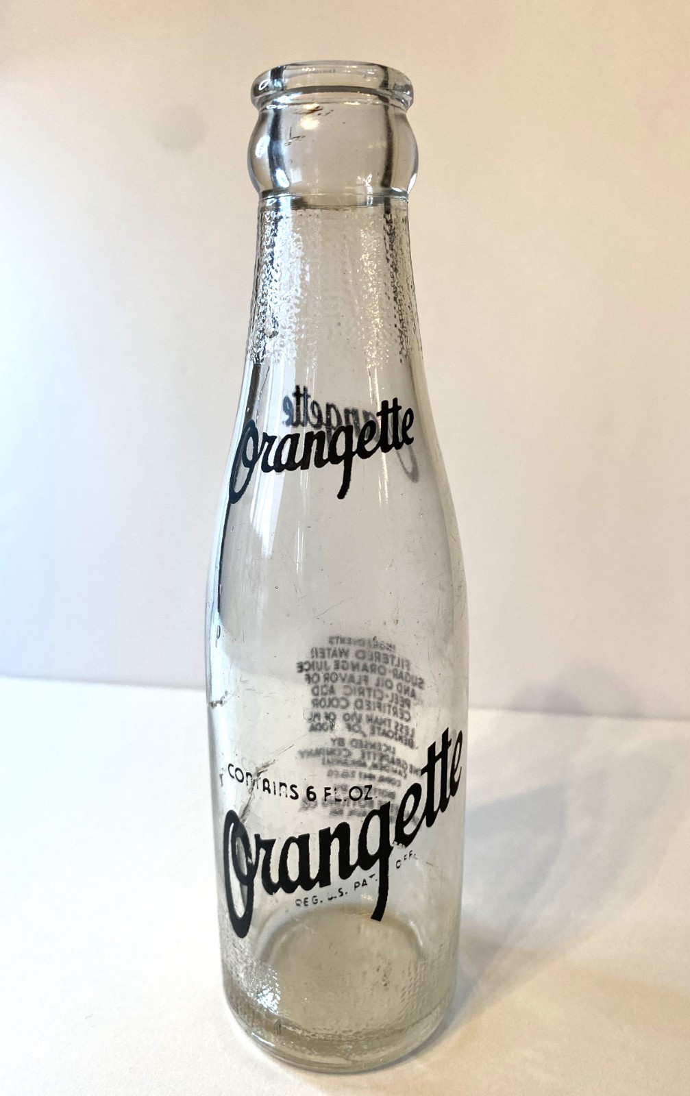 Vintage Grapette Bottling Co Terre Haute IN ORANGETTE 6 oz Glass Soda Bottle