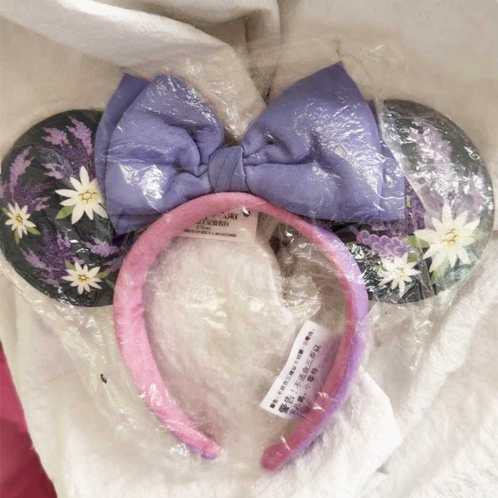 Disney- Parks French Lavender Floral Purple Flowers Minnie Ears Bow Headband
