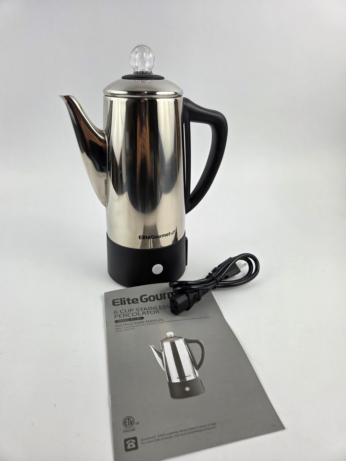 Elite Gourmet Electric 6-Cup Coffee Percolator EC140 Stainless Steel Elite Gourmet Electric 6-Cup Coffee Percolator EC140 Stainless Steel