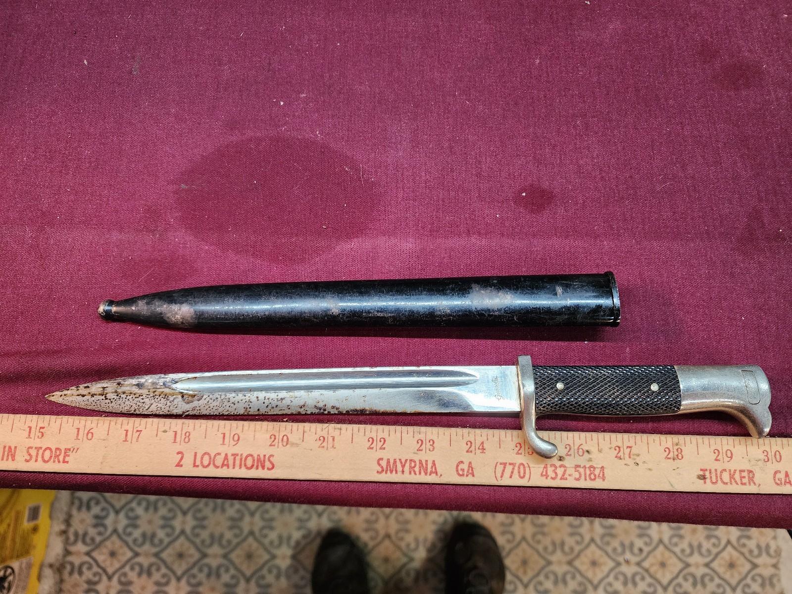Vtg WWII GRASOLI SOLINGEN DRESS BAYONET BIRDS HEAD FIGHTING KNIFE W SCABBARD