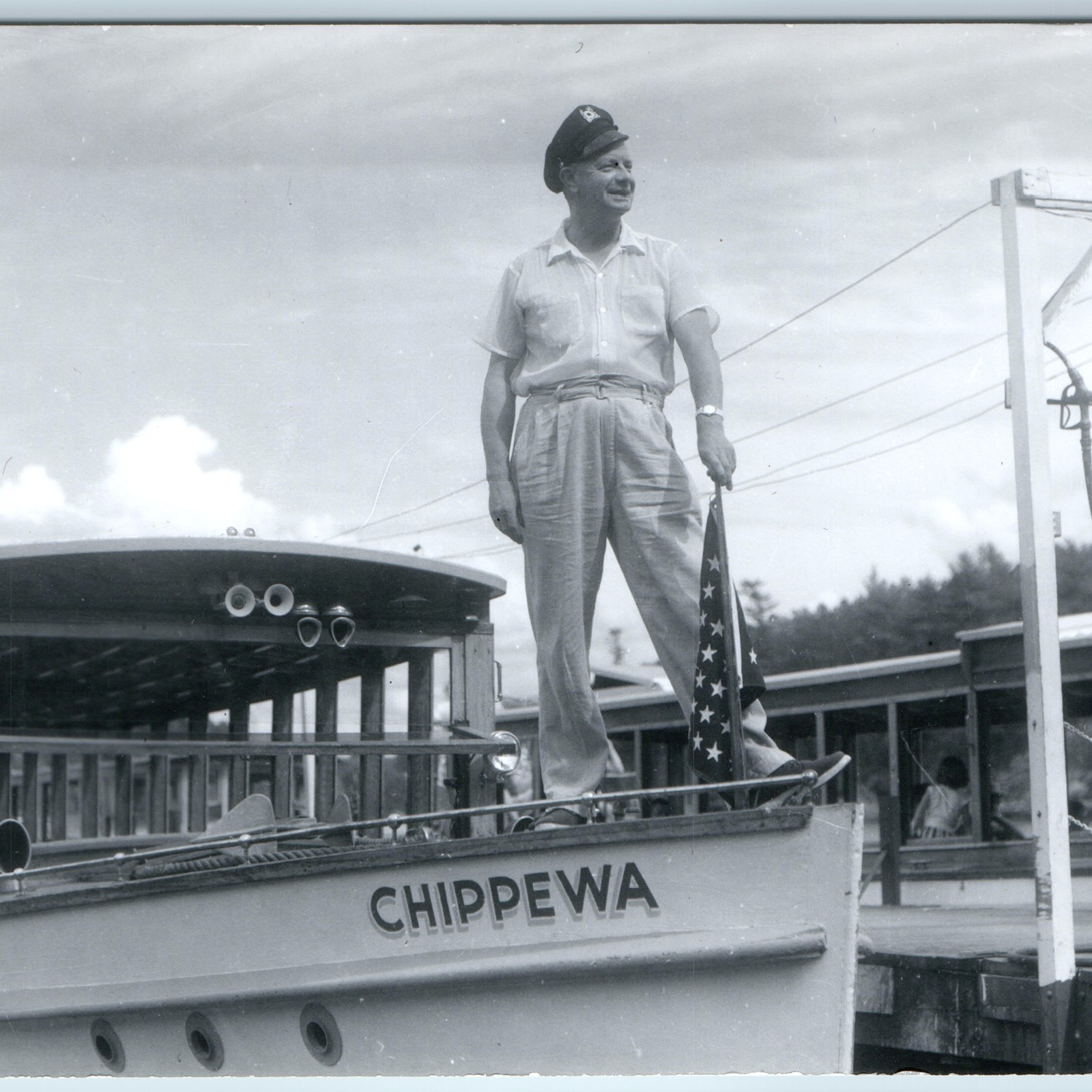 c1950s Wisconsin Dells WI Chippewa Boat Captain RPPC Amphibian Duck Tour