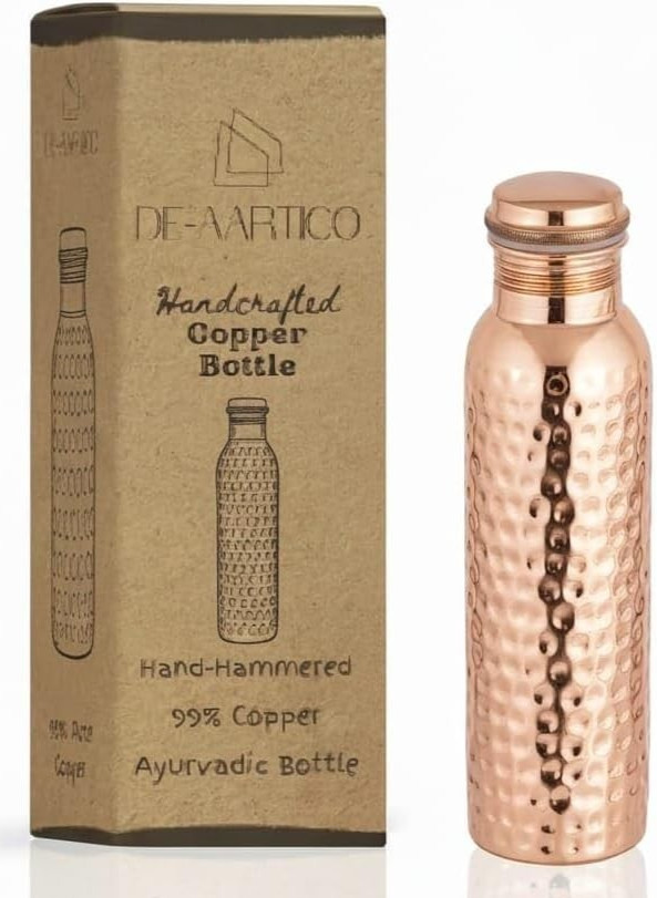 34 Oz Hammered Ayurvedic Copper Water Bottle – Health Benefits, Pure & Large