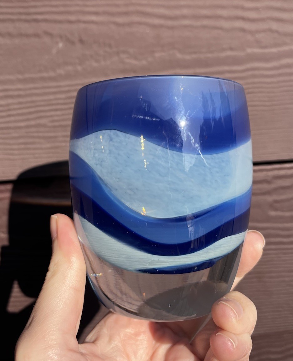 Legacy Glassybaby - Sounders Reign World Cup - Blue Swirls - Unusual Shape