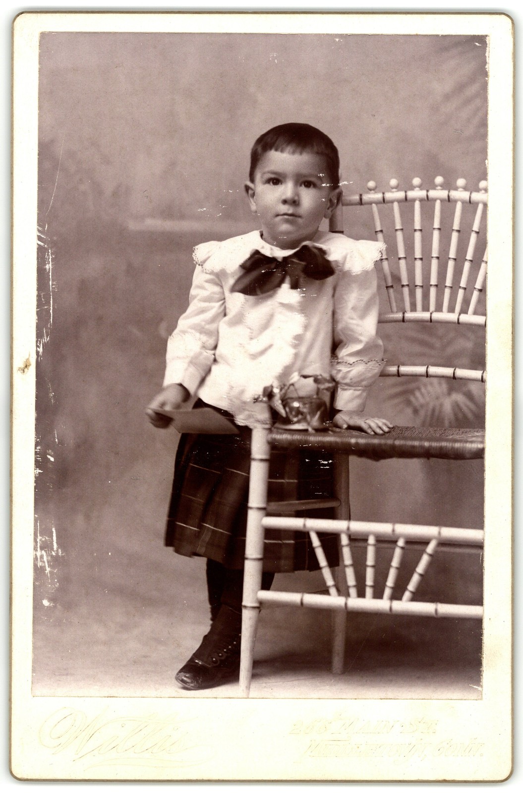 Antique Cabinet Card Circa 1890s Young Boy Berkeley Williams Plaid Middletown CT Antique Cabinet Card Circa 1890s Young Boy Berkeley Williams Plaid Middletown CT
