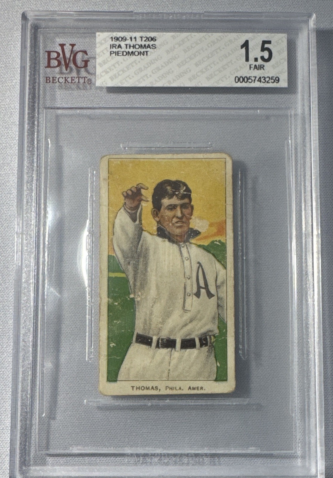 T206 Ira Thomas Piedmont Back Tobacco Card BVG 1.5 (Fair) 1909-11
