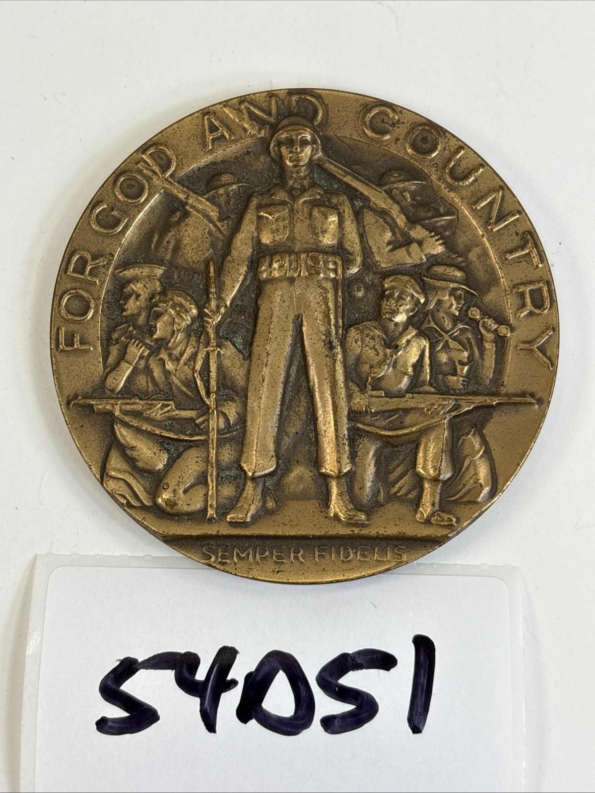 American Legion School Award Bronze Medallion God & Country Semper Fidelis 54D51