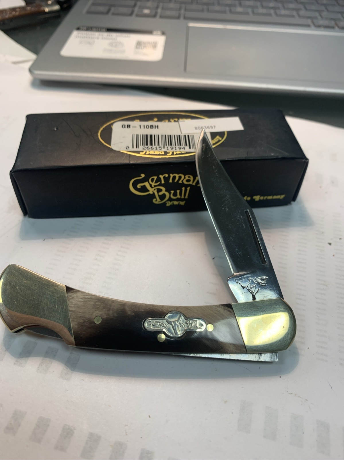 German Bull Handmade Brown Pick Bone Clip Point Lockback Pocket Knife GB110BH