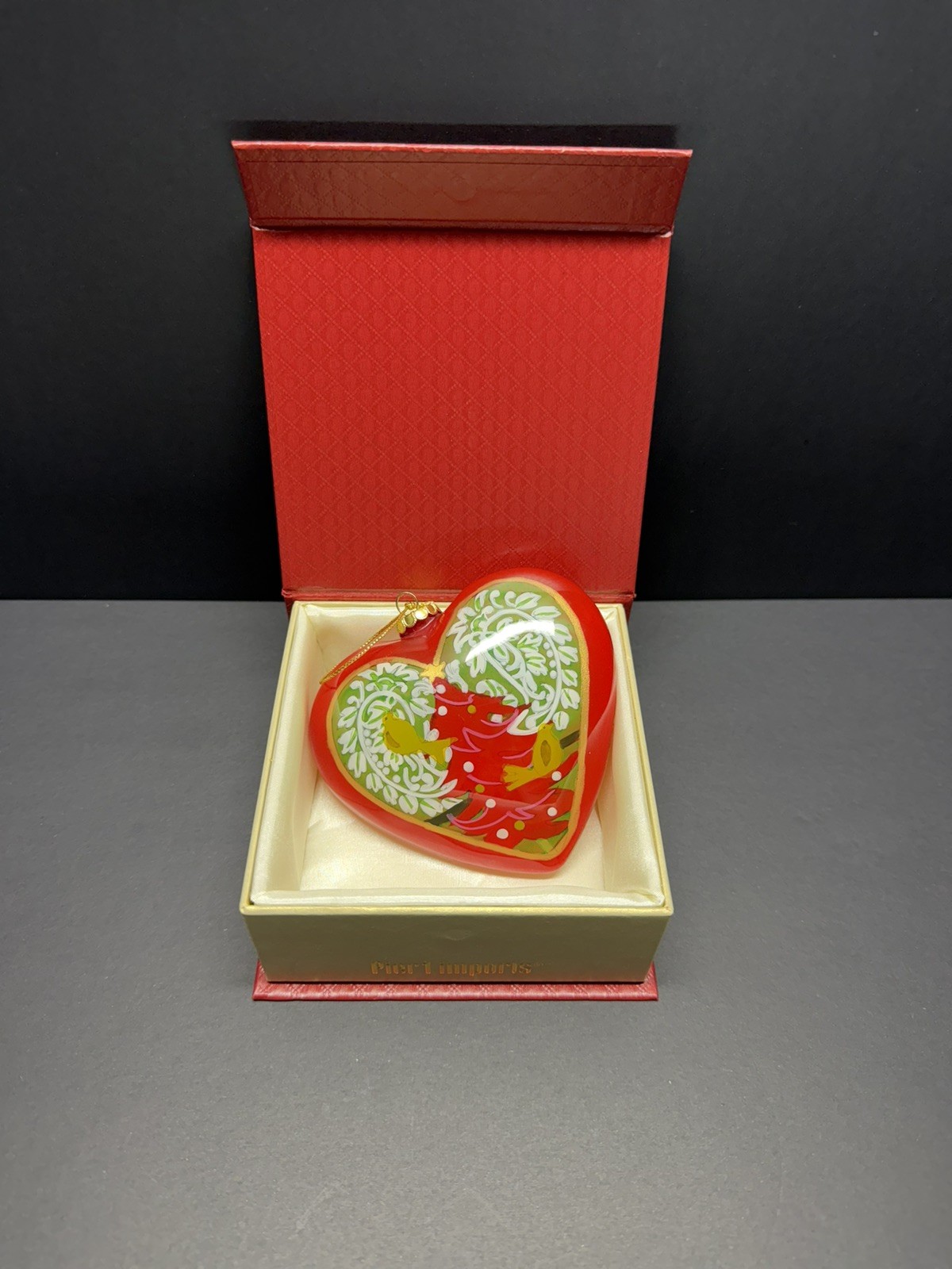 2011 Pier 1 Li Bien Ornament Reindeer, And Doves Red Heart Ornament with Box 2011 Pier 1 Li Bien Ornament Reindeer, And Doves Red Heart Ornament with Box