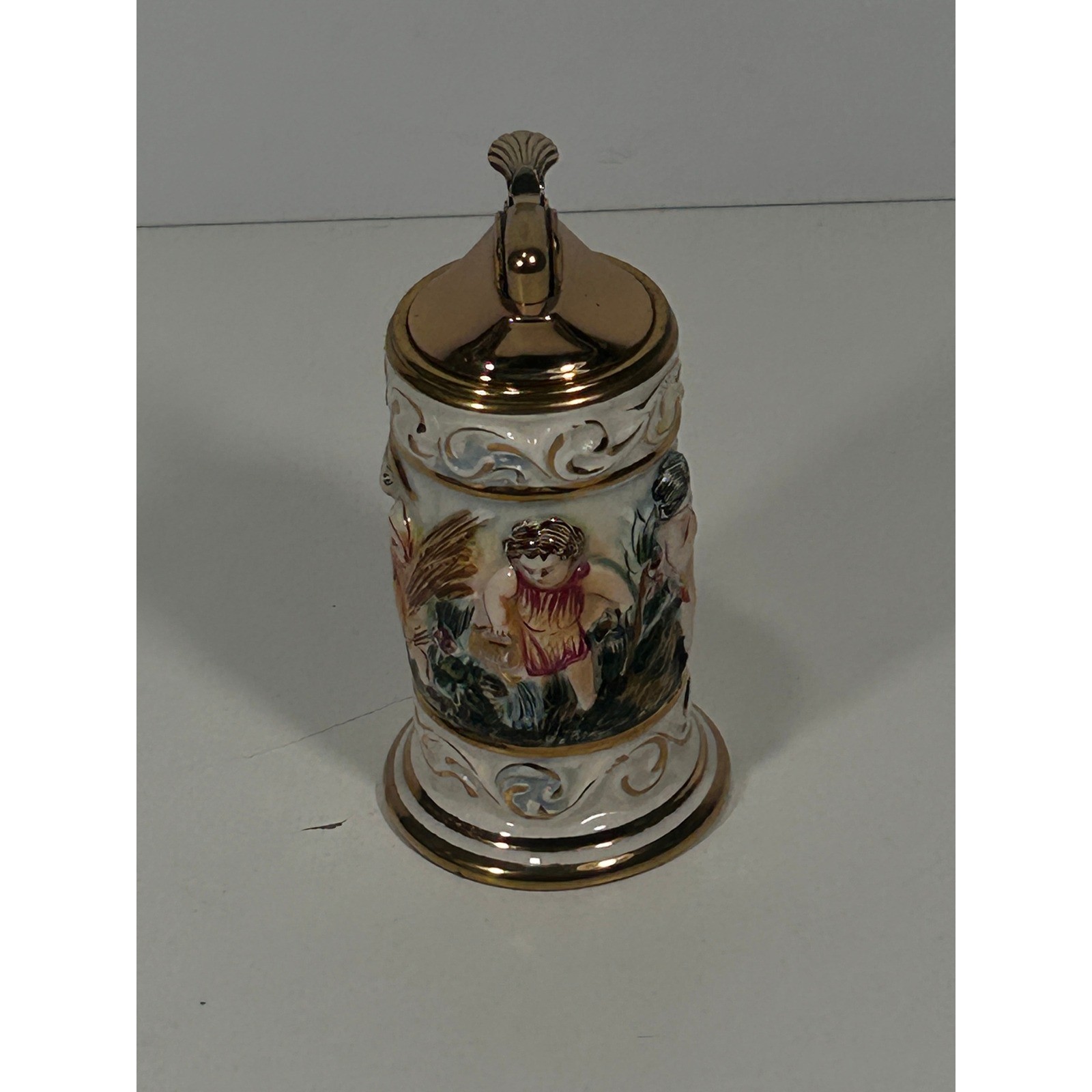 Vintage M A S R Capodimonte Italy Ceramic Cherub Table Lighter Evans USA