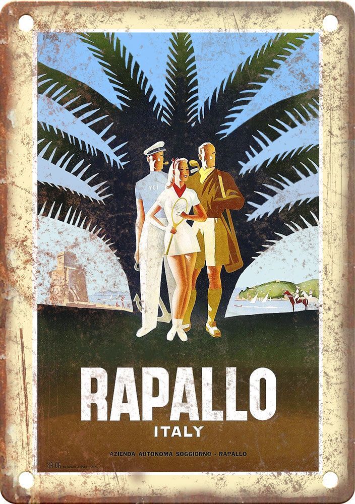 Metal Sign - Vintage Rapallo Italy Travel Poster - Retro Look Reproduction T336 Metal Sign - Vintage Rapallo Italy Travel Poster - Retro Look Reproduction T336