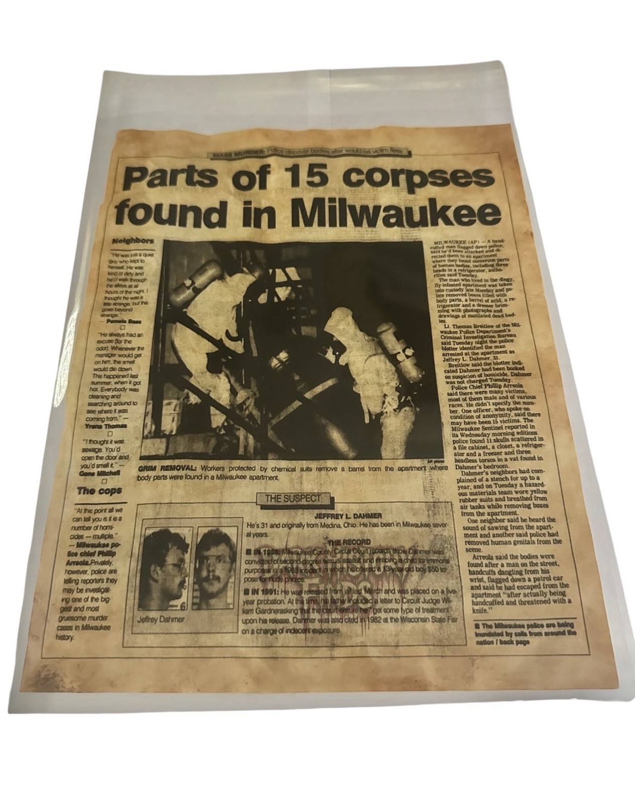 Jeffrey Dahmer 15 Corpses Found In Milwaukee Wisconsin Newspaper Headline 1991 Jeffrey Dahmer 15 Corpses Found In Milwaukee Wisconsin Newspaper Headline 1991