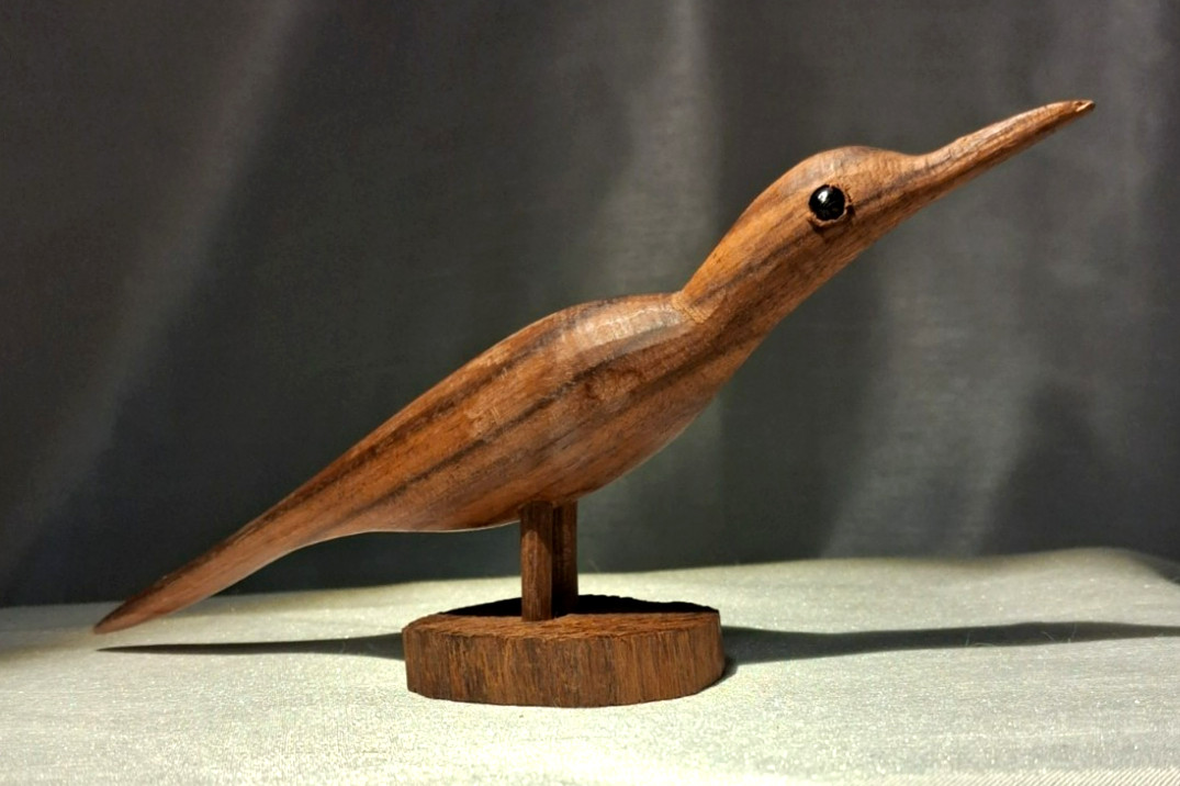 VTG Hand Carved Wooden Shorebird Sculpture, MCM