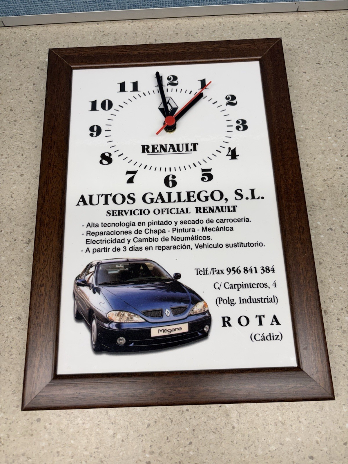 Vintage Renault Car Automobile Advertisement Tile Wall Clock - Rare