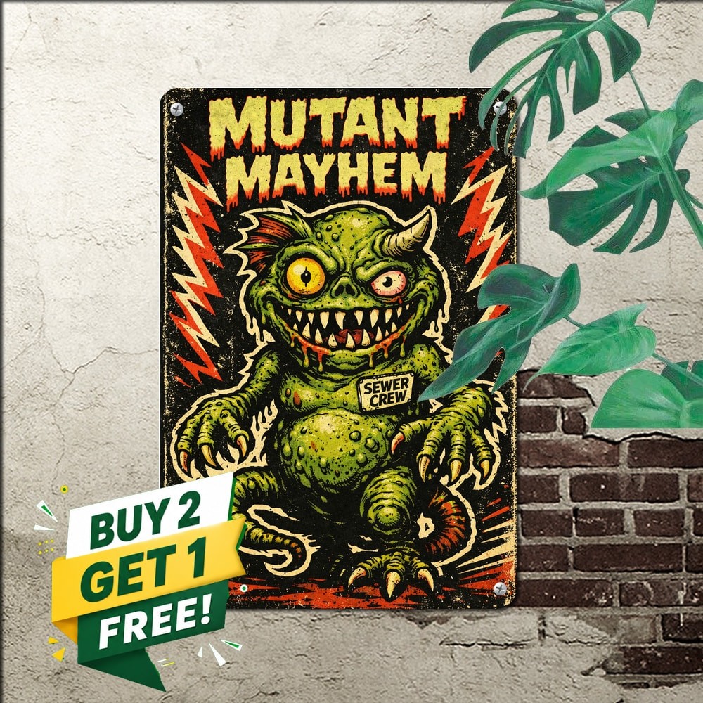 Retro Pulp Horror Poster Sewer Mutant Monster Dripping Mayhem Sci Fi Art